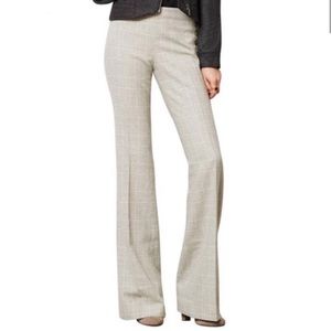 Anthropologie Cream Plaid High-Rise Wide Leg Trousers